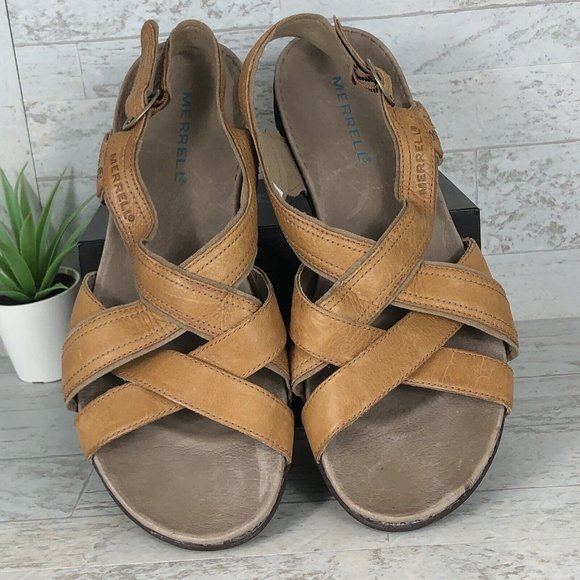 Merrell Basson Slingback Tan Leather Strappy Sandals Womens‎ Size 10 / J46246 - Picture 10 of 11